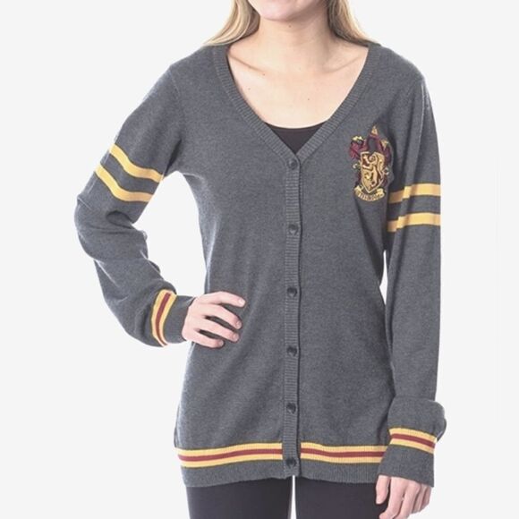 Harry Potter Women's Gryffindor House Open Front Cardigan Knit Sweater - Picture 1 of 14